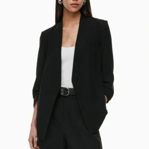 NWT Babaton Aritzia Macauley Power Hip Blazer 00 Scarab Minimal Jacket Longline - Picture 8 of 8